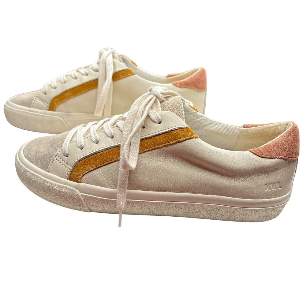 Madewell Cream & Tan Colorblock Sidewalk Low Top Sneakers Woman 7.5/Men 6